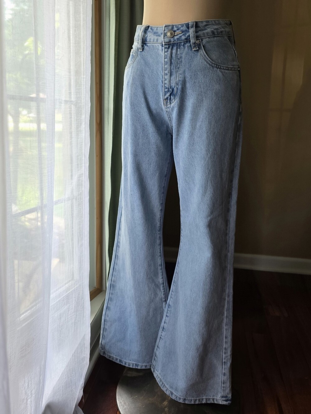 NWT Princess Polly Wide Leg Denim Jeans Light Blue Sustainable Lower Impact Sz 4